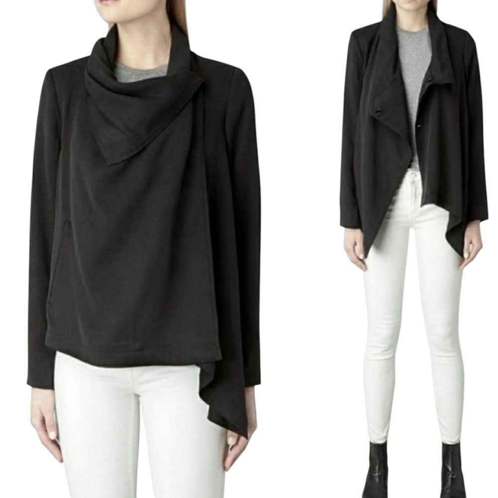 All Saints Black Draped Jacket